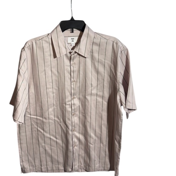 Mode of One Men's Relaxed-Fit Printed Button-Down Shirt Cool Putty MEDIUM - Picture 5 of 14